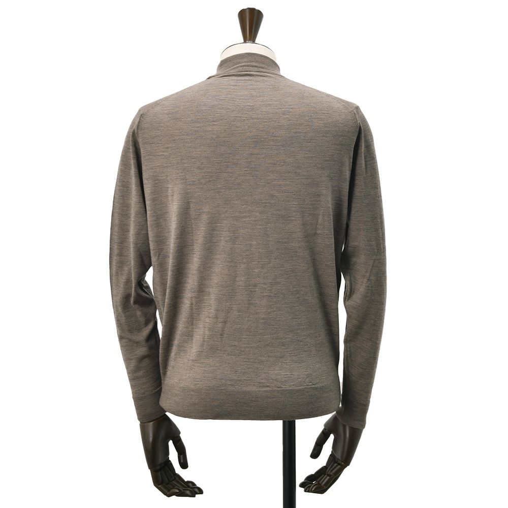 ジョンスメドレーJOHNSMEDLEYモックネックニットメンズKILDAYハイゲージセーターメランジブラウン長袖メリノウール30ゲージMODERNFITモダンフィット国内正規品でらでら公式ブランド