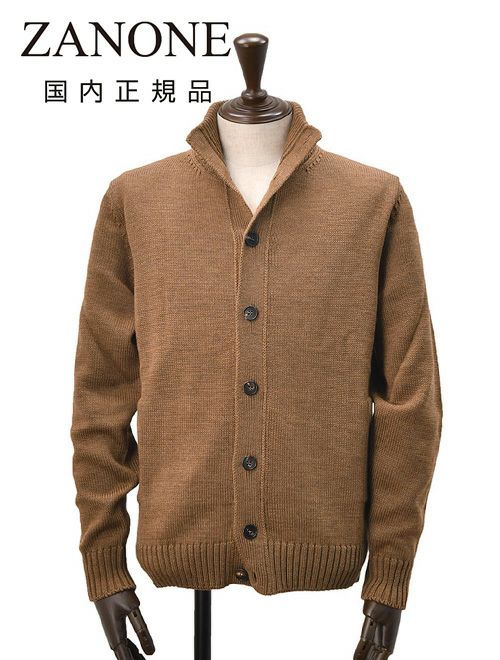 ザノーネZANONEニットカーディガンメンズCHIOTOキョートスタンドネック型ミドルゲージメリノウールブラウン5ゲージニットアウター810100-ZR229国内正規品でらでら公式ブランド