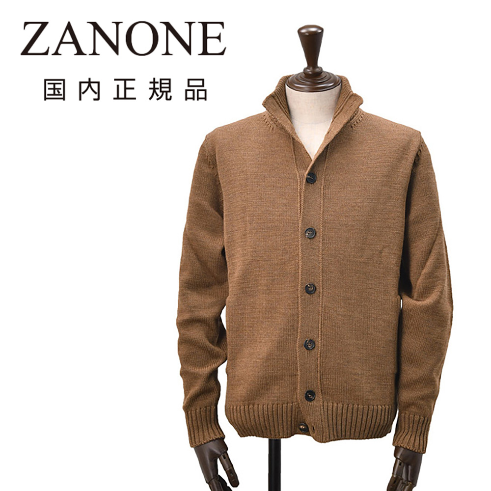 ザノーネZANONEニットカーディガンメンズCHIOTOキョートスタンドネック型ミドルゲージメリノウールブラウン5ゲージニットアウター810100-ZR229国内正規品でらでら公式ブランド