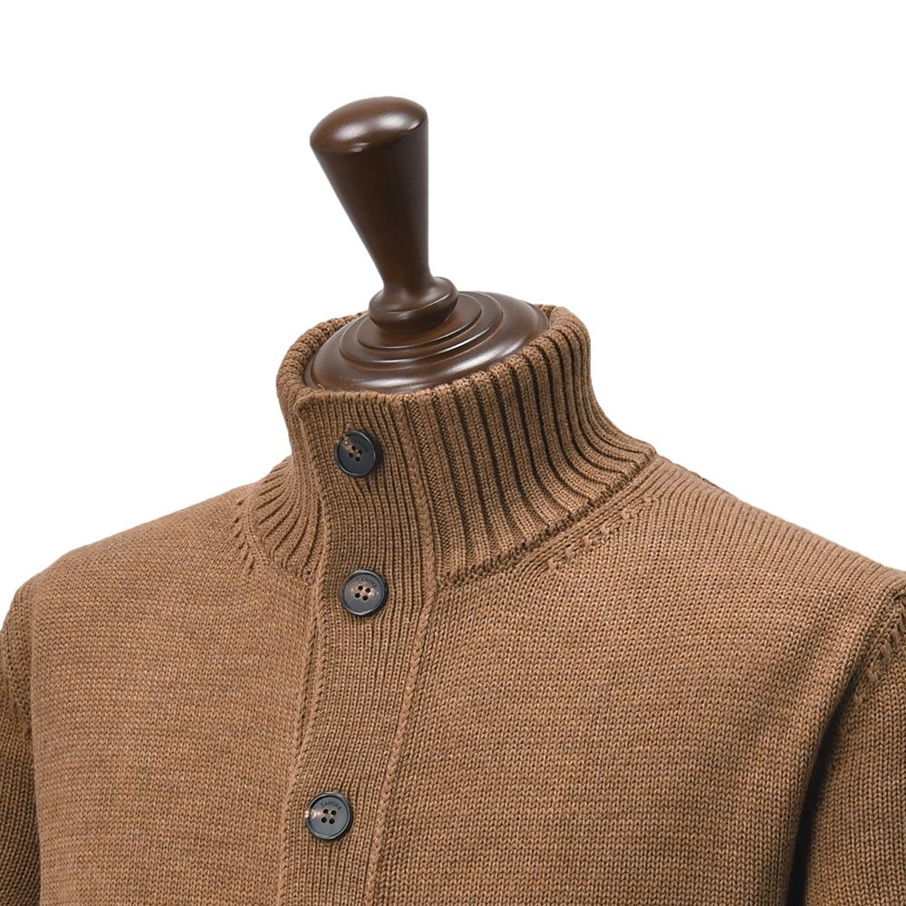 ザノーネZANONEニットカーディガンメンズCHIOTOキョートスタンドネック型ミドルゲージメリノウールブラウン5ゲージニットアウター810100-ZR229国内正規品でらでら公式ブランド