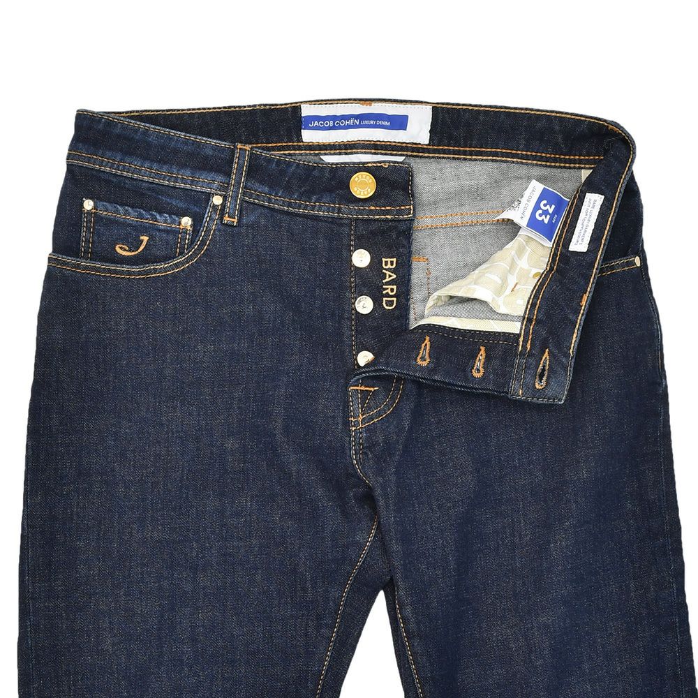 ヤコブコーエンJACOBCOHENデニムパンツメンズストレッチジーンズBARDバードモデルインディゴウォッシュハラコパッチ国内正規品でらでら公式ブランド
