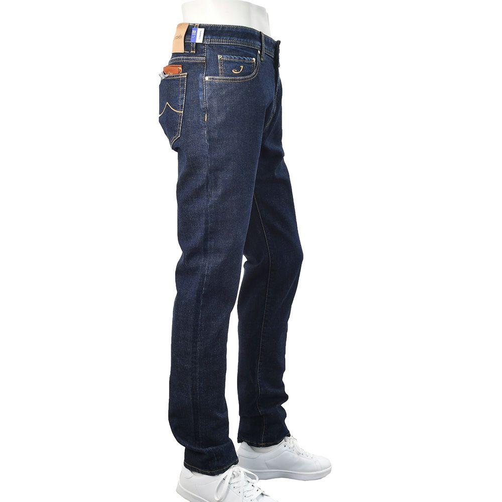 ヤコブコーエンJACOBCOHENデニムパンツメンズストレッチジーンズBARDバードモデルインディゴウォッシュハラコパッチ国内正規品でらでら公式ブランド