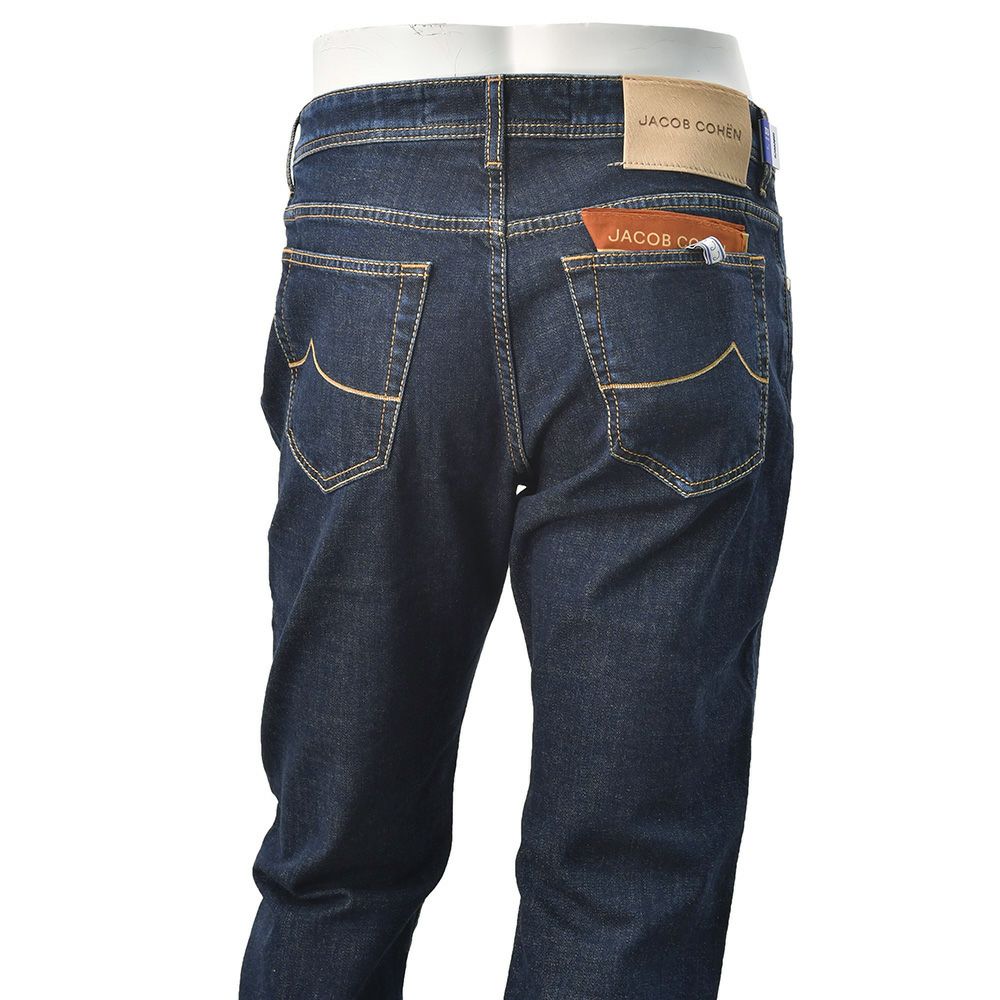 ヤコブコーエンJACOBCOHENデニムパンツメンズストレッチジーンズBARDバードモデルインディゴウォッシュハラコパッチ国内正規品でらでら公式ブランド