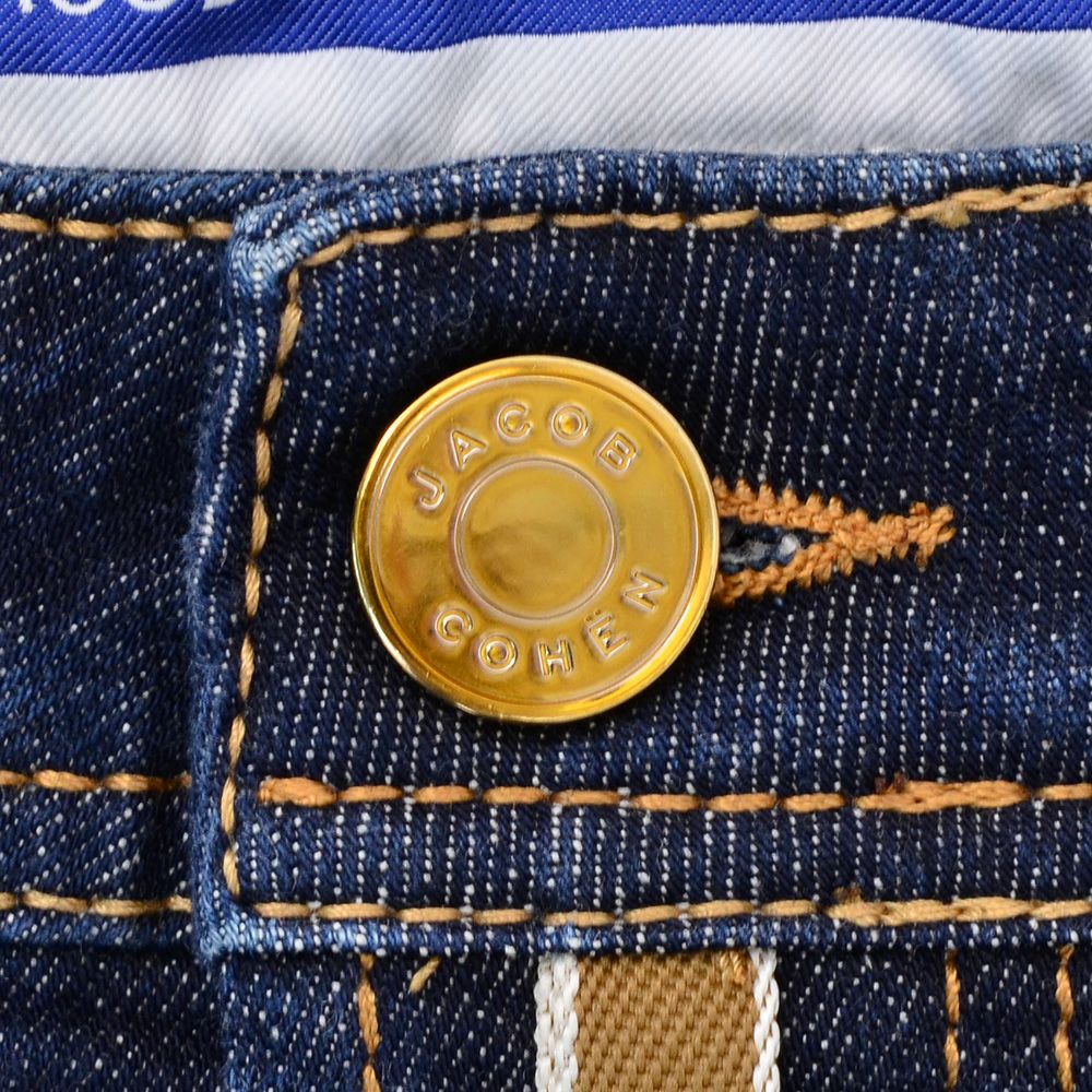 ヤコブコーエンJACOBCOHENデニムパンツメンズストレッチジーンズBARDバードモデルインディゴウォッシュハラコパッチ国内正規品でらでら公式ブランド