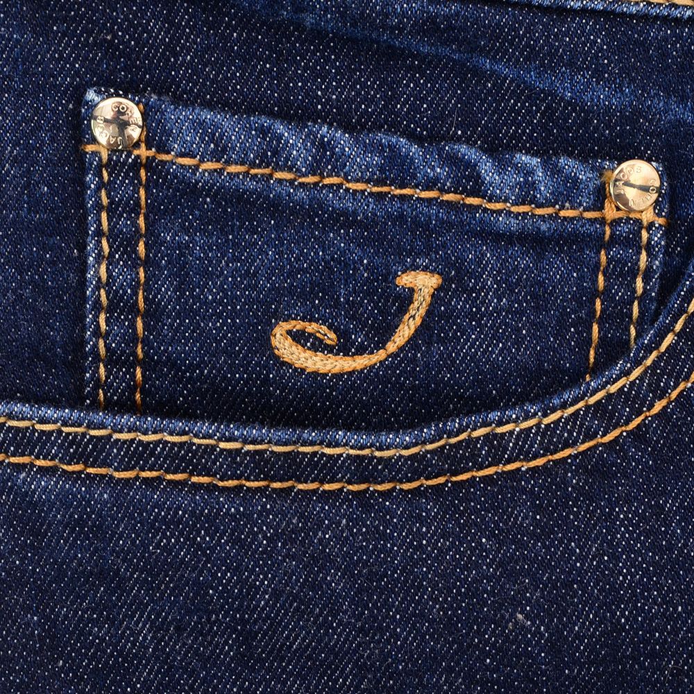 ヤコブコーエンJACOBCOHENデニムパンツメンズストレッチジーンズBARDバードモデルインディゴウォッシュハラコパッチ国内正規品でらでら公式ブランド