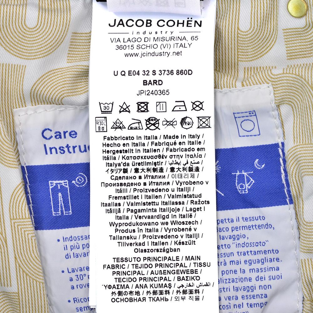 ヤコブコーエンJACOBCOHENデニムパンツメンズストレッチジーンズBARDバードモデルインディゴウォッシュハラコパッチ国内正規品でらでら公式ブランド