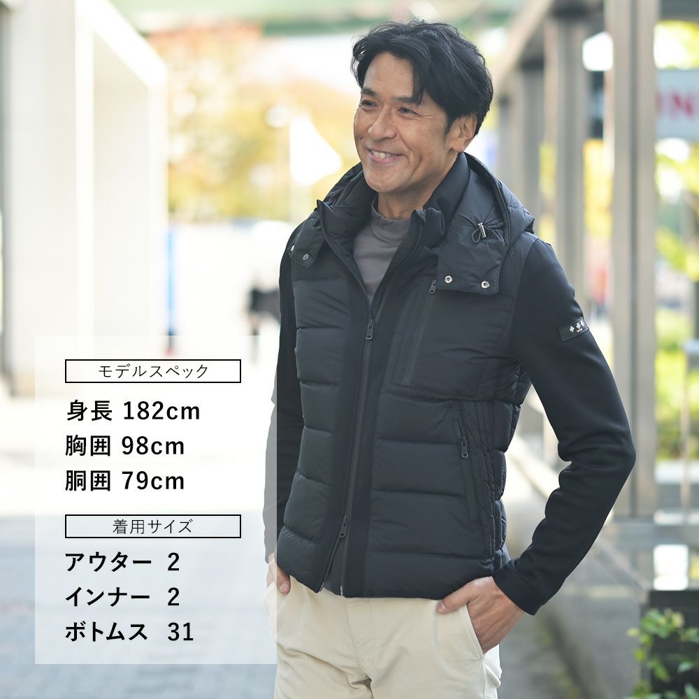 タトラスTATRASダウンブルゾンメンズタロTARO袖切替ダウンジャケットブラック黒ハイブリッド型マットナイロン胸ポケットデザイン撥水加工スリムシルエット国内正規品でらでら公式ブランド