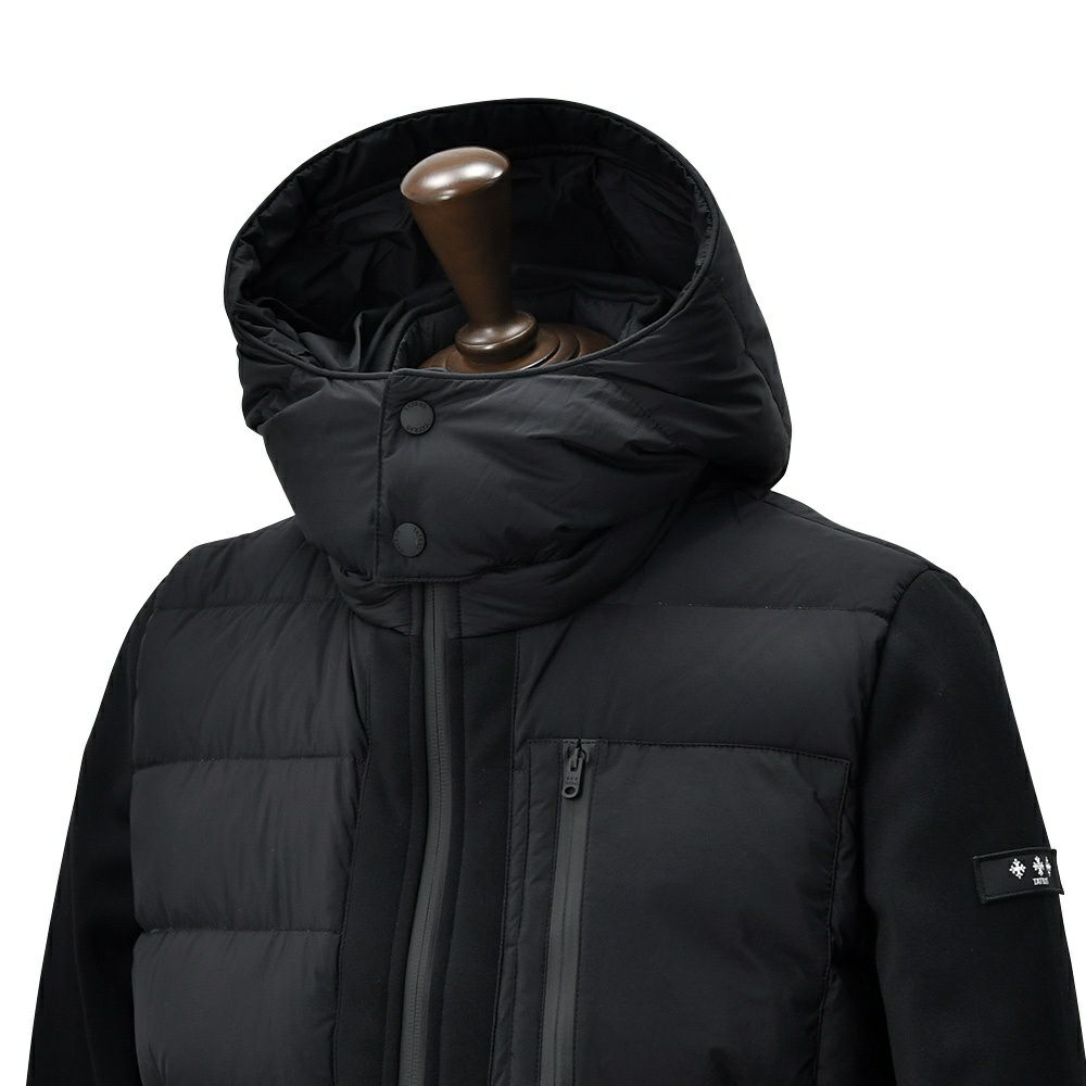 タトラスTATRASダウンブルゾンメンズタロTARO袖切替ダウンジャケットブラック黒ハイブリッド型マットナイロン胸ポケットデザイン撥水加工スリムシルエット国内正規品でらでら公式ブランド