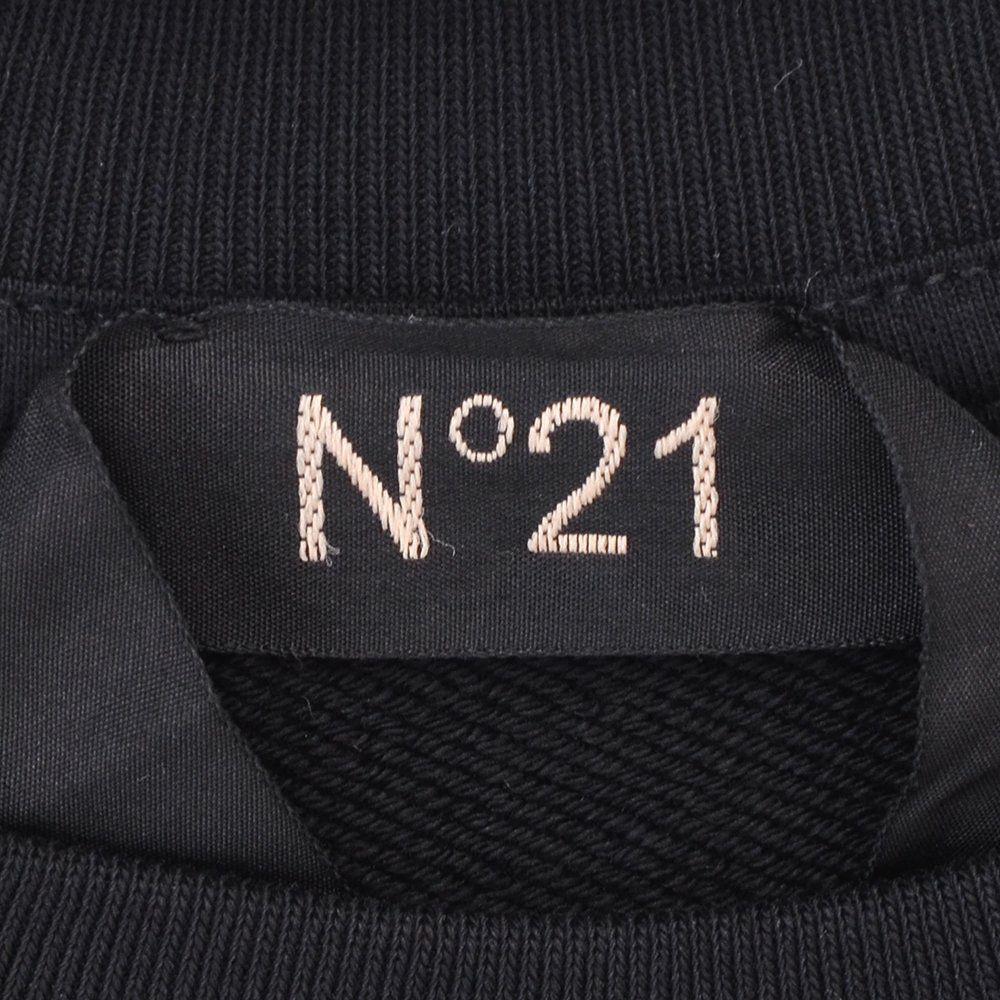 【preSALE!20%off】ヌメロヴェントゥーノN°21長袖トレーナーメンズスウェットシャツブランドロゴプリントブラック黒クルーネック仕様裏パイルラグランスリーブリラックスフィット国内正規品でらでら公式ブランド