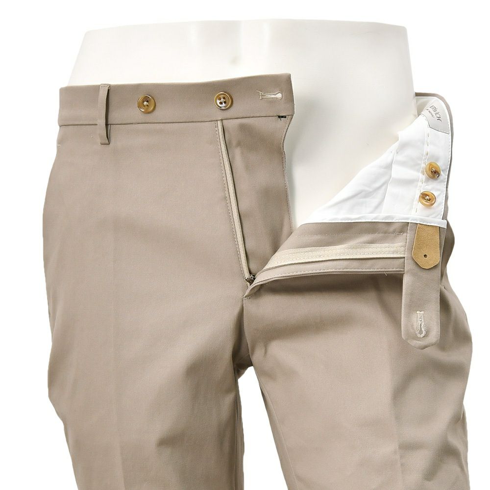 ベルウィッチBERWICHチノスラックスメンズコットンパンツMORELLOモレッロ当店別注ベージュノープリーツ先染めツイル生地スリムテーパード3点留めフロント国内正規品でらでら公式ブランド