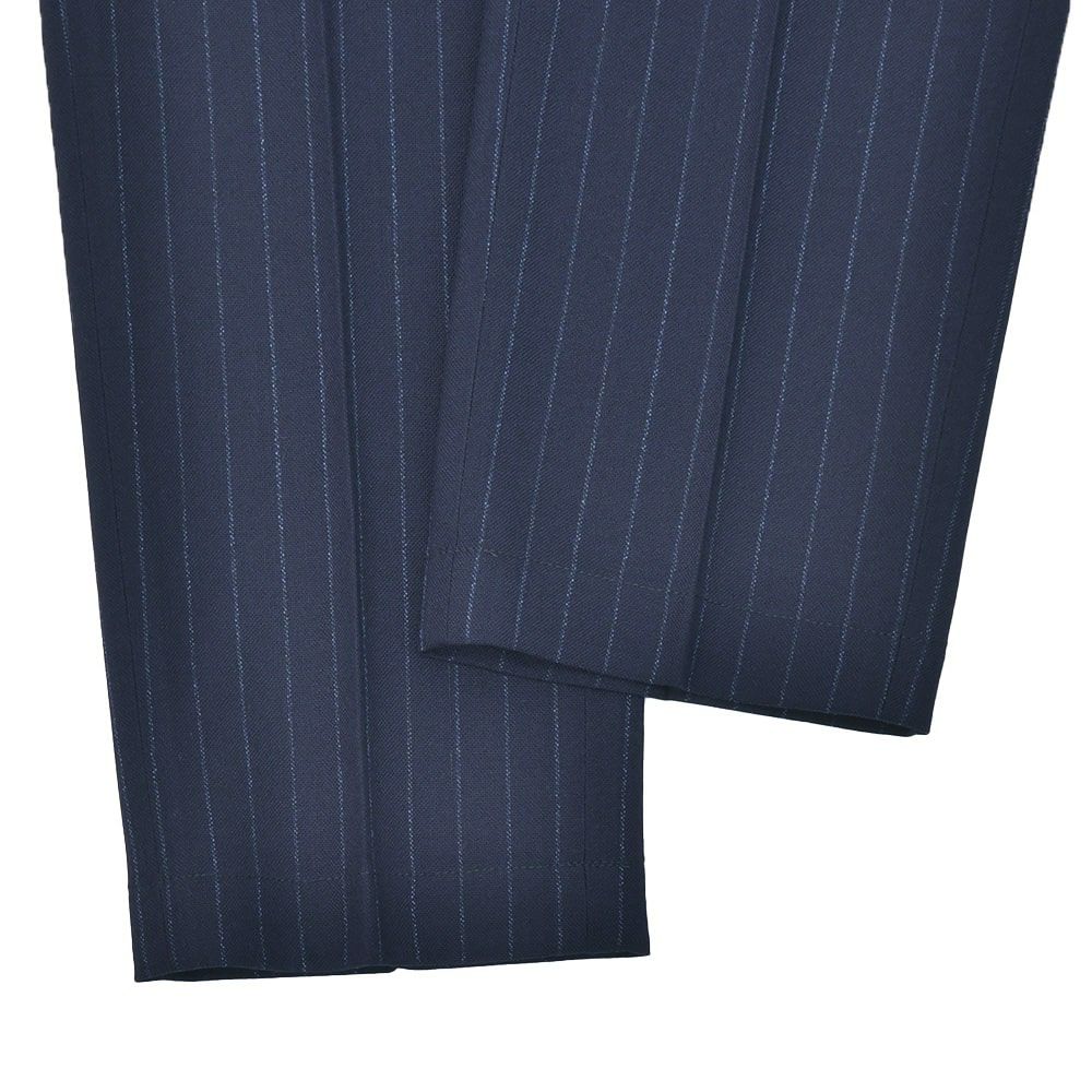 【preSALE!20%off】ベルウィッチBERWICHスラックスメンズBERTOベルトハイツイストウールネイビー×ブルー1プリーツシャーリング仕様チョークストライプ柄テーパードパンツ釦アジャスター調節国内正規品でらでら公式ブランド