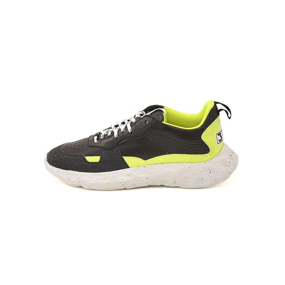 ブロックス79BLOCKS79スニーカーメンズレースアップシューズCOBIモデルナンバリングデザインブラック×蛍光イエローラメパーツスムースレザーEｘtralightソールサスティナブル国内正規品でらでら公式ブランド