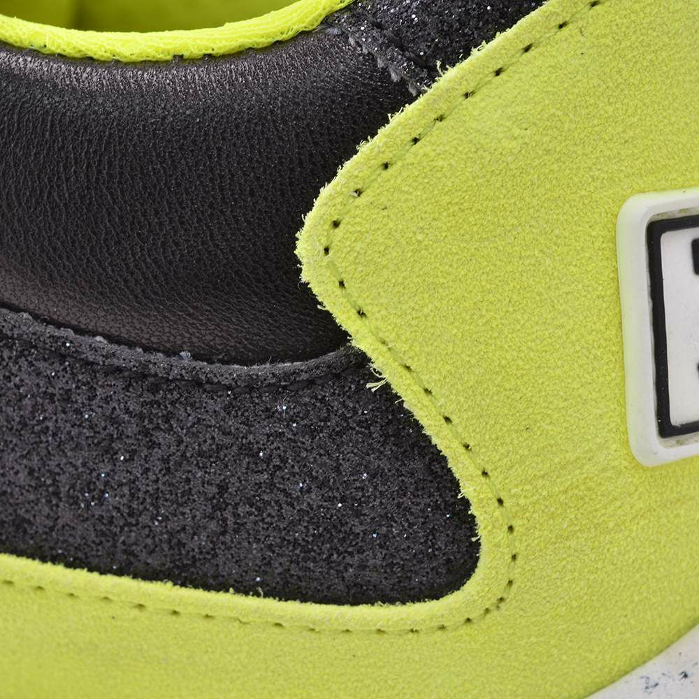 ブロックス79BLOCKS79スニーカーメンズレースアップシューズCOBIモデルナンバリングデザインブラック×蛍光イエローラメパーツスムースレザーEｘtralightソールサスティナブル国内正規品でらでら公式ブランド