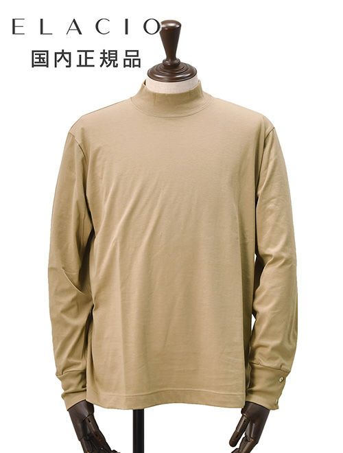 エラシオ ELACIO モックネックカットソー メンズ 長袖Tシャツ
