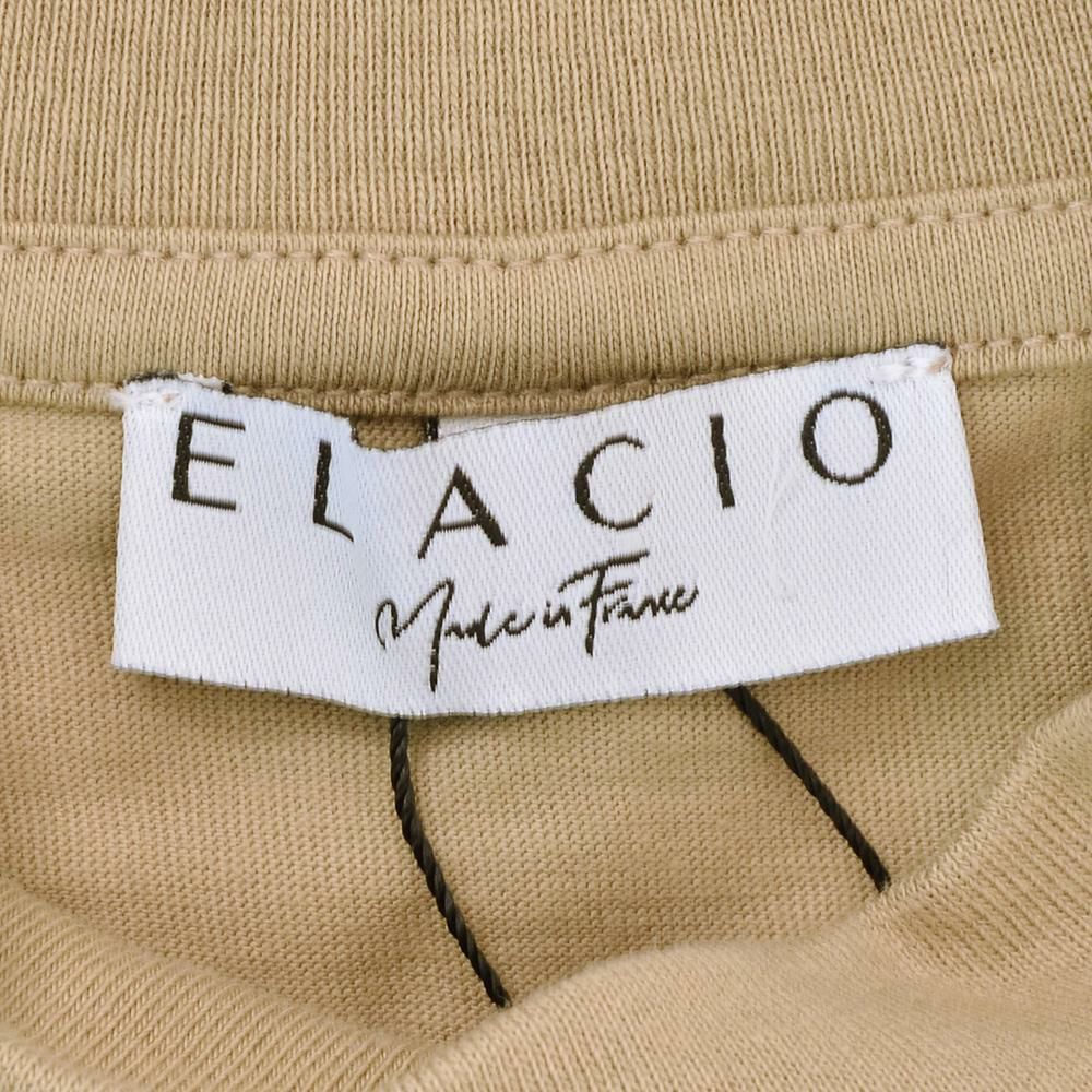 【preSALE!20%off】エラシオELACIOモックネックカットソーメンズ長袖Tシャツコットンスムースジャージーベージュ袖口釦仕様無地デザインレギュラーシルエット国内正規品でらでら公式ブランド