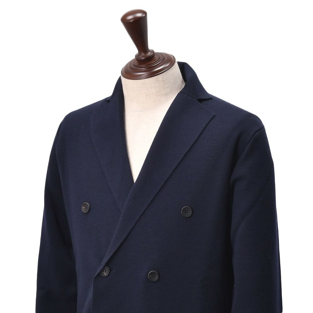 【preSALE!20%off】フィリッポデローレンティスFILIPPODELAURENTIISニットジャケットメンズ6つ釦ダブルブレストエクストラファインメリノウールネイビー紺長袖ノッチドラペルハイゲージカーディガン国内正規品でらでら公式ブランド