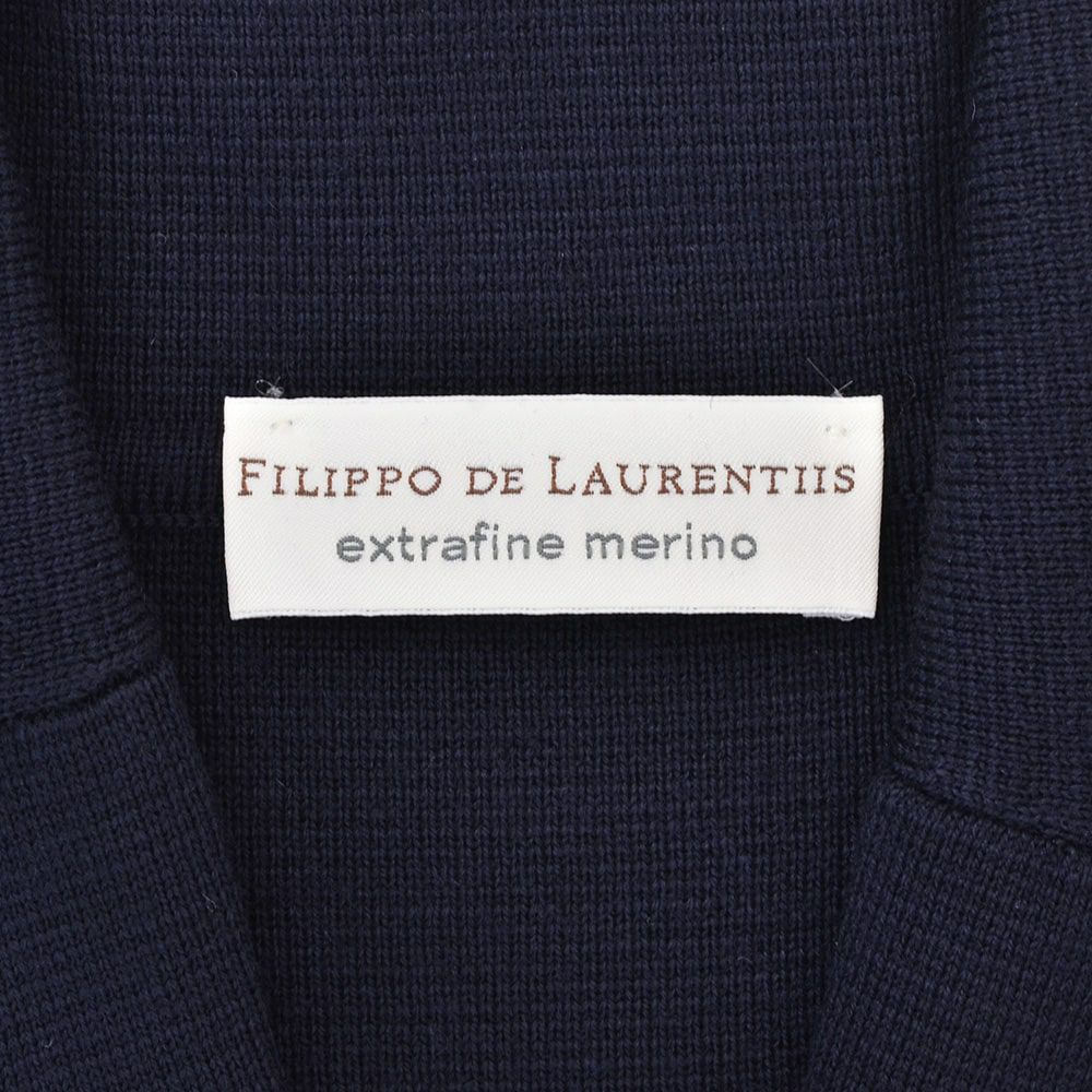 【preSALE!20%off】フィリッポデローレンティスFILIPPODELAURENTIISニットジャケットメンズ6つ釦ダブルブレストエクストラファインメリノウールネイビー紺長袖ノッチドラペルハイゲージカーディガン国内正規品でらでら公式ブランド