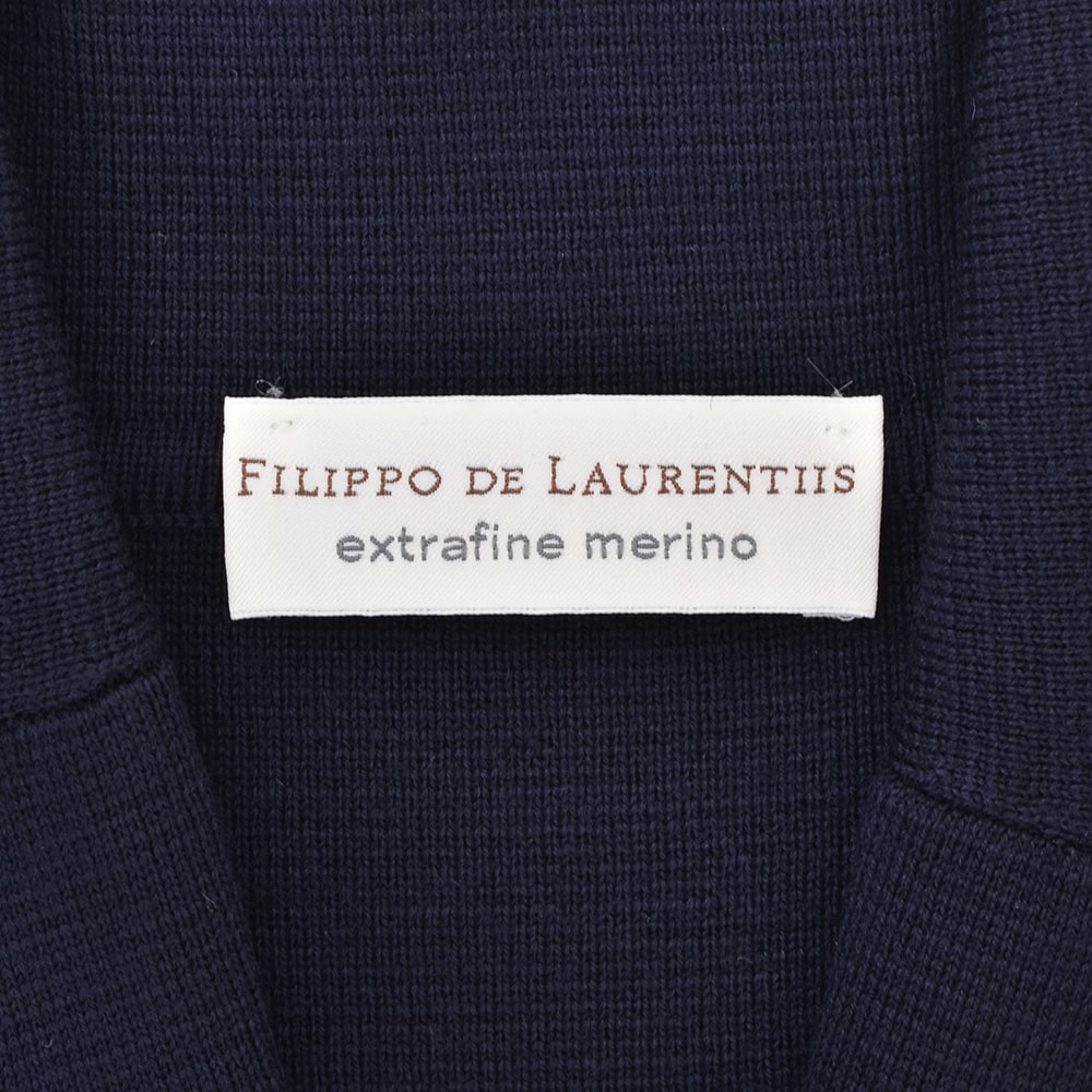 【preSALE!20%off】フィリッポデローレンティスFILIPPODELAURENTIISニットジャケットメンズ6つ釦ダブルブレストエクストラファインメリノウールネイビー紺長袖ノッチドラペルハイゲージカーディガン国内正規品でらでら公式ブランド