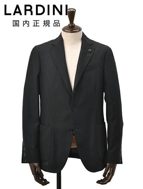 ラルディーニLARDINIハウンドトゥース柄ジャケットメンズ段返り3つ釦ウールブラック黒ブート二エール付アンフィニッシュ袖ボタン付け代金込み国内正規品でらでら公式ブランド