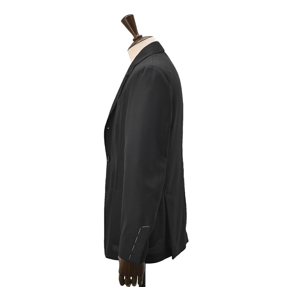 ラルディーニLARDINIハウンドトゥース柄ジャケットメンズ段返り3つ釦ウールブラック黒ブート二エール付アンフィニッシュ袖ボタン付け代金込み国内正規品でらでら公式ブランド