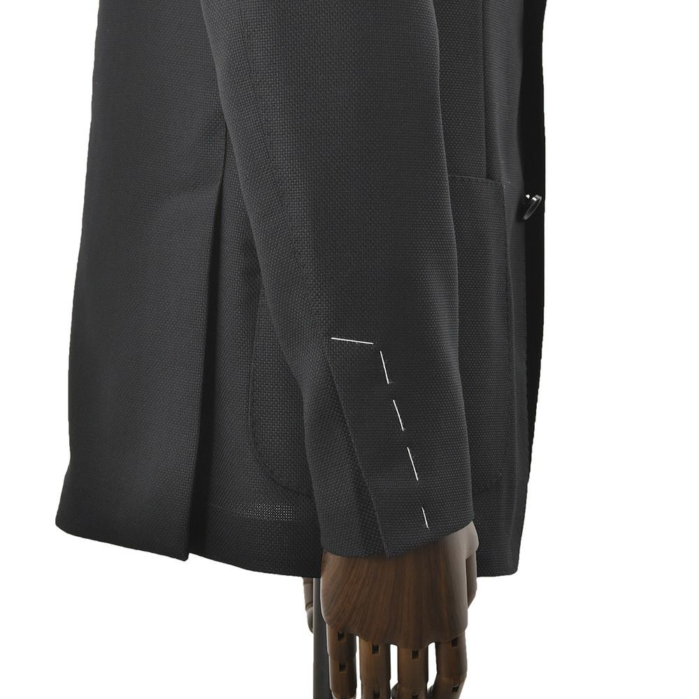 ラルディーニLARDINIハウンドトゥース柄ジャケットメンズ段返り3つ釦ウールブラック黒ブート二エール付アンフィニッシュ袖ボタン付け代金込み国内正規品でらでら公式ブランド