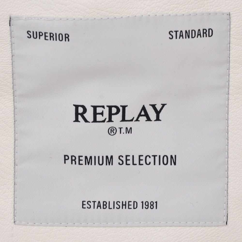 【preSALE!20%off】リプレイREPLAYスタジャンメンズ中綿バーシティージャケットメルトンウール混紡生地異素材切替えデザインネイビー紺レタリングロゴレギュラーフィット国内正規品でらでら公式ブランド