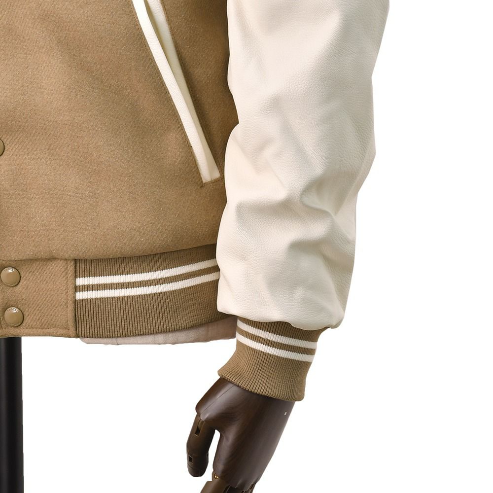 【preSALE!20%off】リプレイREPLAYスタジャンメンズ中綿バーシティージャケットメルトンウール混紡生地異素材切替えデザインブラウンレタリングロゴレギュラーフィット国内正規品でらでら公式ブランド