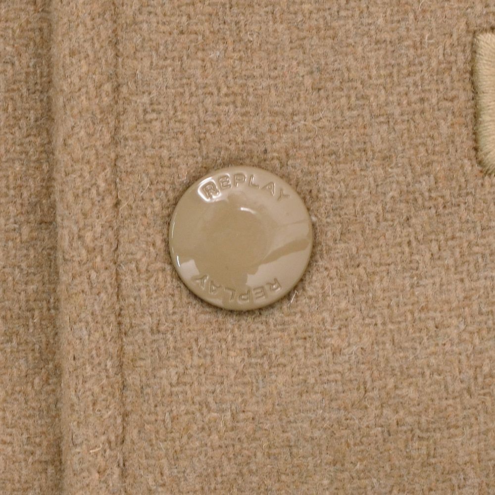 【preSALE!20%off】リプレイREPLAYスタジャンメンズ中綿バーシティージャケットメルトンウール混紡生地異素材切替えデザインブラウンレタリングロゴレギュラーフィット国内正規品でらでら公式ブランド