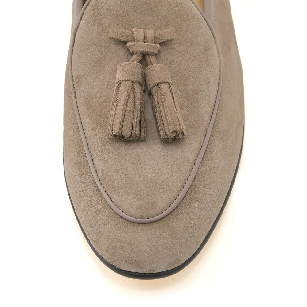 ボードインアンドランジBAUDOIN&LANGEベルジャンシューズメンズSaganモデルクラシックタッセルローファーClassicTasselsグレージュスエードレザー国内正規品でらでら公式ブランド