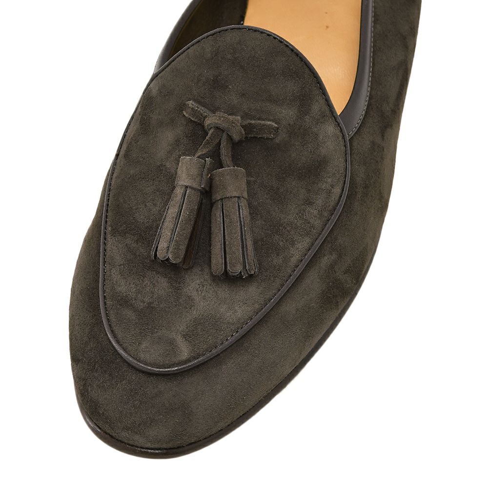 ボードインアンドランジBAUDOIN&LANGEベルジャンシューズメンズSaganモデルクラシックタッセルローファーClassicTasselsダークブラウンスエードレザー国内正規品でらでら公式ブランド