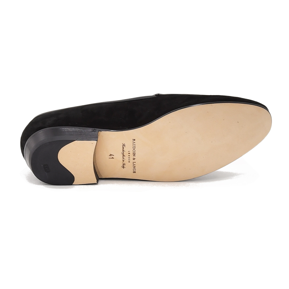 ボードインアンドランジBAUDOIN&LANGEベルジャンシューズメンズSaganモデルクラシックタッセルローファーClassicTasselsブラック黒スエードレザー国内正規品でらでら公式ブランド