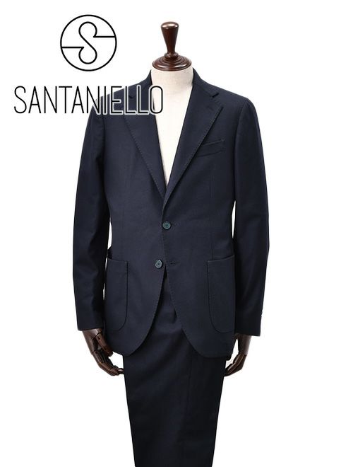 【preSALE!20%off】サンタ二エッロSANTANIELLOシングルスーツメンズセットアップウールナイロンカシミアストレッチV797MFネイビー紺2つ釦シングルジャケット×1プリーツスラックス国内正規品でらでら公式ブランド