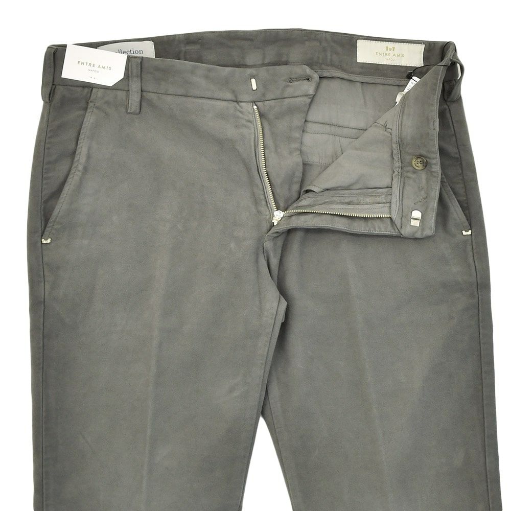 【preSALE!20%off】アントレアミENTREAMISコットンパンツモールスキンメンズ8188モデルダークグレークロップド丈スリムテーパードシルエットストレッチ国内正規品でらでら公式ブランド