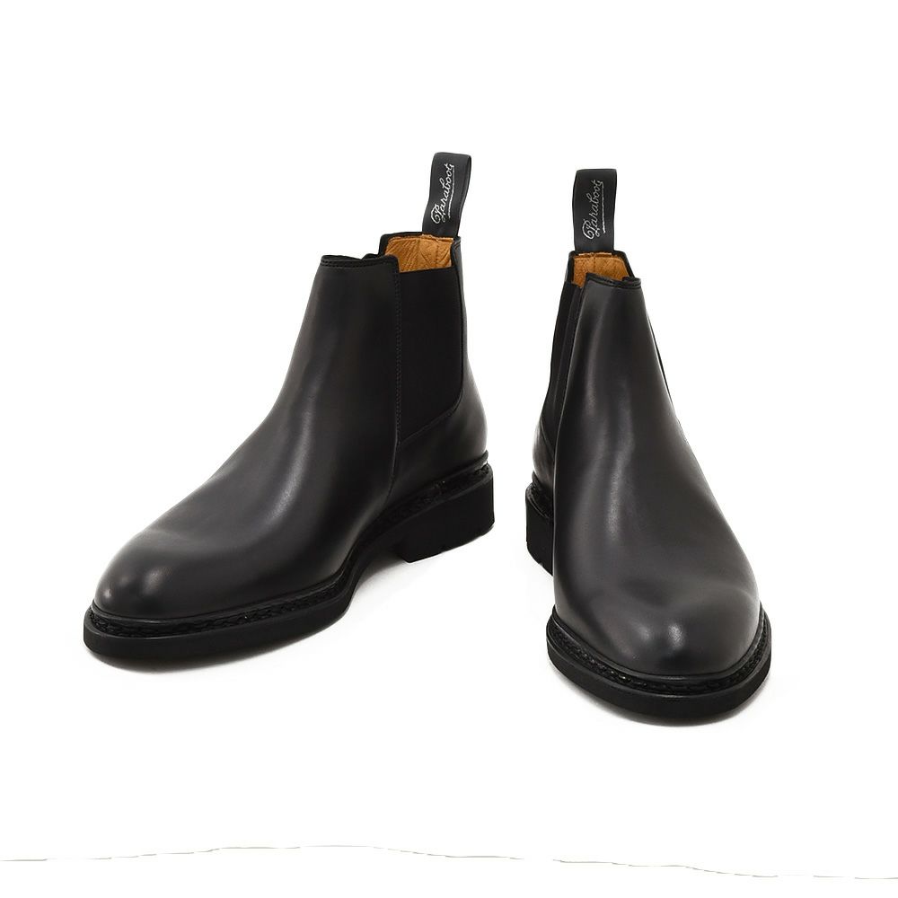 パラブーツPARABOOTサイドゴアブーツメンズシャンフォートCHAMFORTブラック黒オイルドレザースムースタイプ織りタグ兼用ストラップフランス製国内正規品でらでら公式ブランド