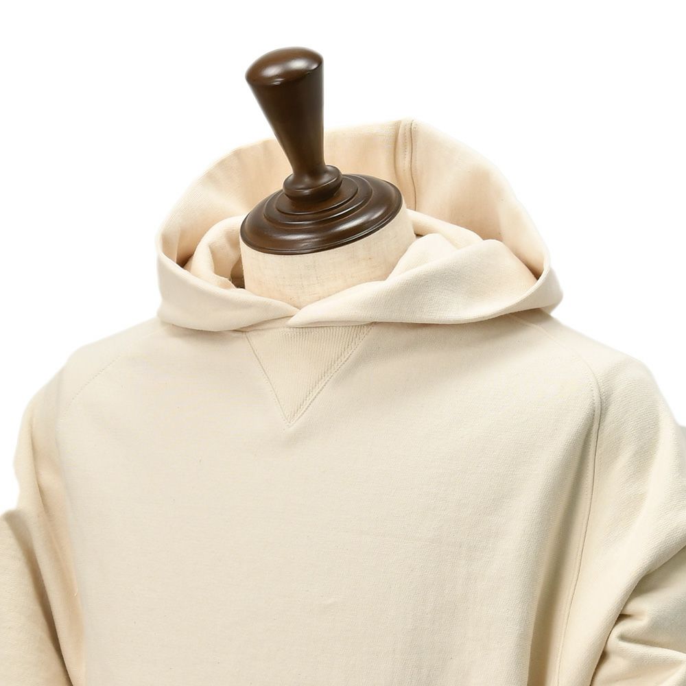 コンションキネットCONCHONQUINETTEプルオーバーパーカーメンズフーディーTHEFATHOODIEオフホワイトエクリュオーガニックコットンフレンチテリーアイコンパッチ国内正規品でらでら公式ブランド