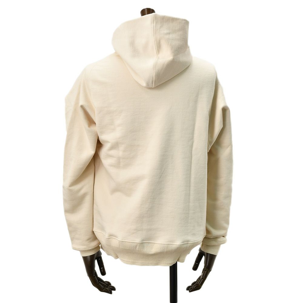 コンションキネットCONCHONQUINETTEプルオーバーパーカーメンズフーディーTHEFATHOODIEオフホワイトエクリュオーガニックコットンフレンチテリーアイコンパッチ国内正規品でらでら公式ブランド