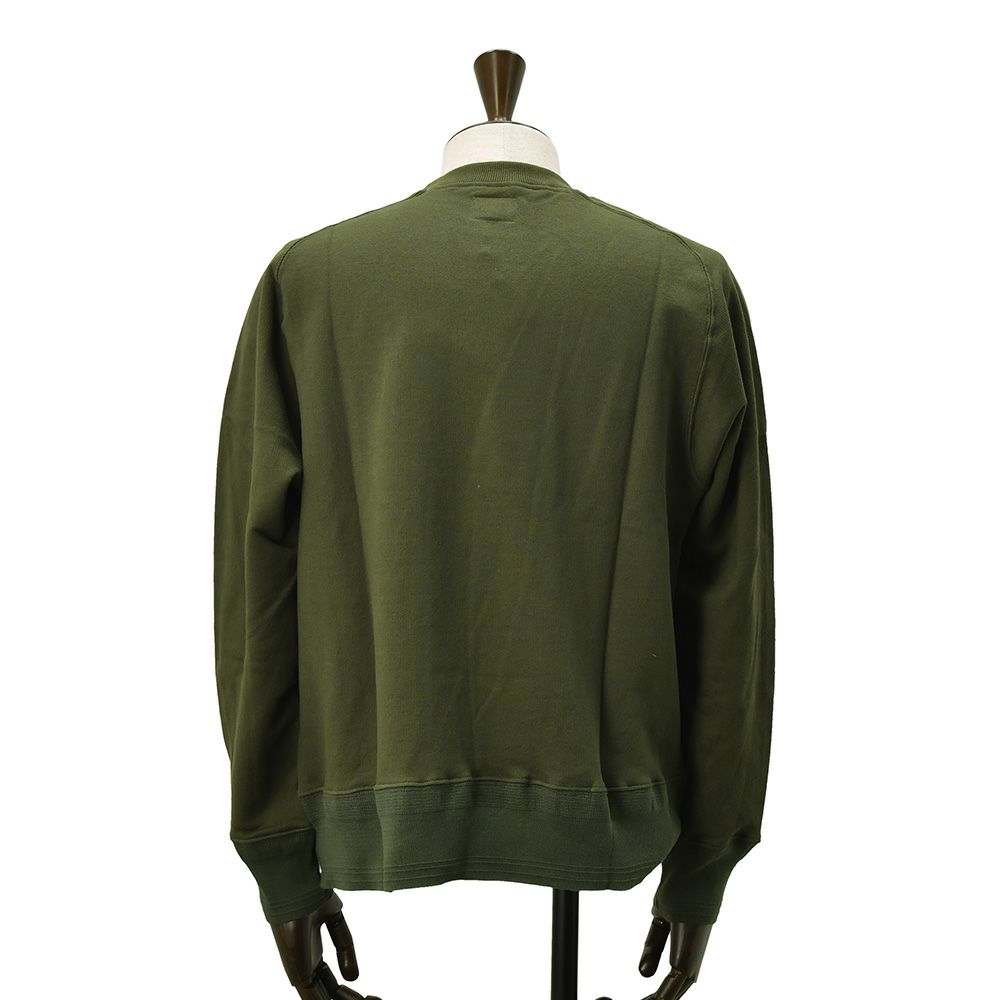 コンションキネットCONCHONQUINETTE長袖トレーナーメンズスウェットシャツカーキオーガニックコットンフリーダムスリーブ裏パイルアイコンパッチ国内正規品でらでら公式ブランド