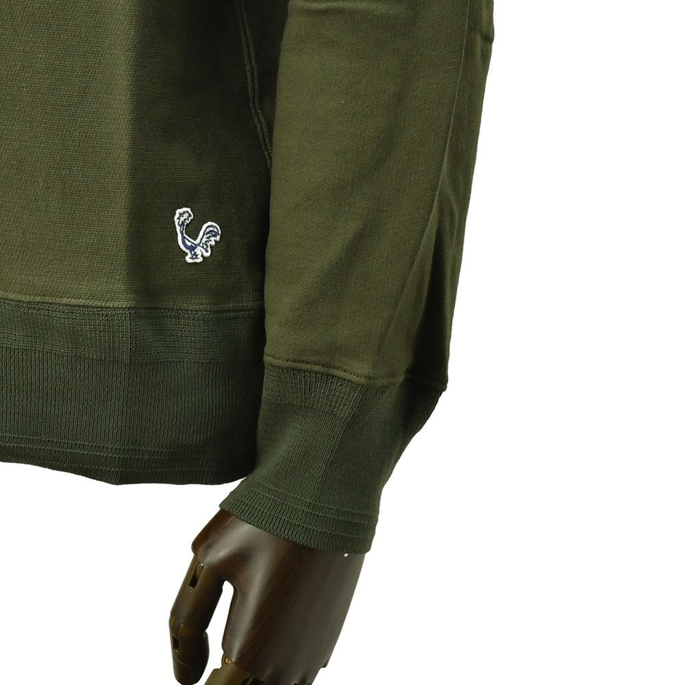 コンションキネットCONCHONQUINETTE長袖トレーナーメンズスウェットシャツカーキオーガニックコットンフリーダムスリーブ裏パイルアイコンパッチ国内正規品でらでら公式ブランド