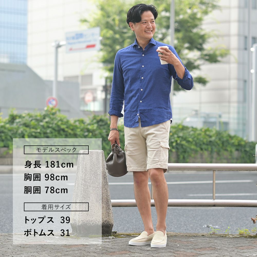 ジャンネットGIANNETTO長袖カジュアルシャツメンズリネンコットン生地ヴィンチフィットVINCIFITダークブルーホリゾンタル襟イタリア製国内正規品でらでら公式ブランド