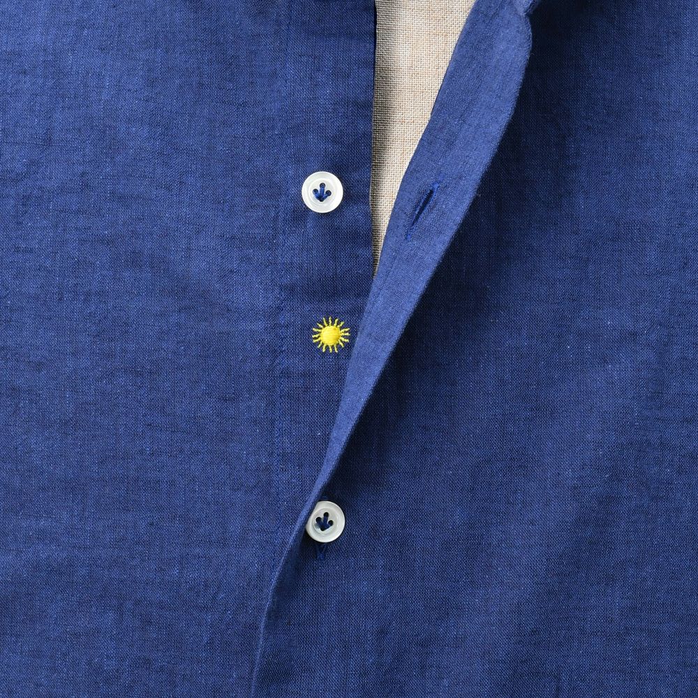 ジャンネットGIANNETTO長袖カジュアルシャツメンズリネンコットン生地ヴィンチフィットVINCIFITダークブルーホリゾンタル襟イタリア製国内正規品でらでら公式ブランド