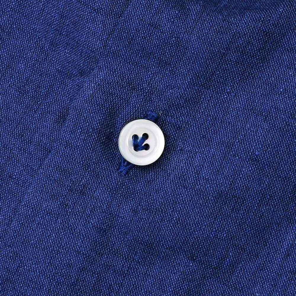 ジャンネットGIANNETTO長袖カジュアルシャツメンズリネンコットン生地ヴィンチフィットVINCIFITダークブルーホリゾンタル襟イタリア製国内正規品でらでら公式ブランド