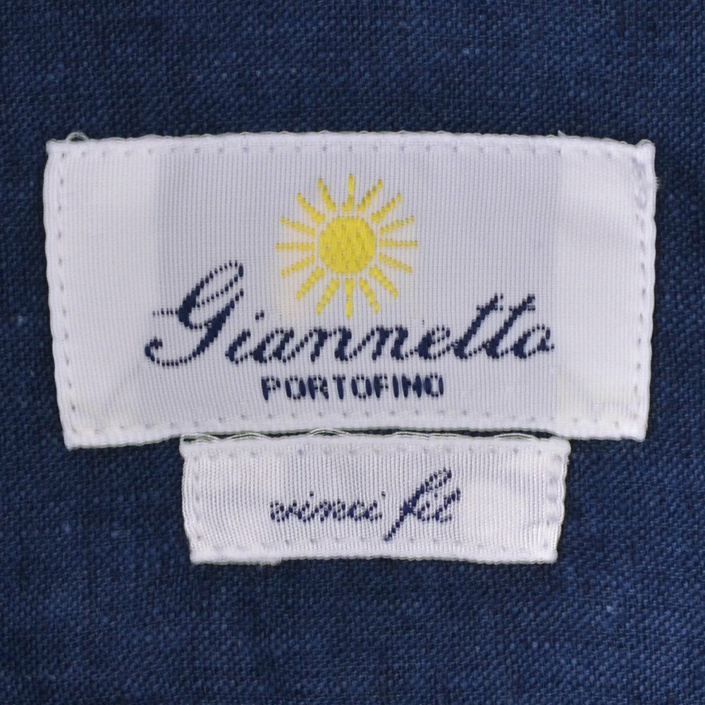 ジャンネットGIANNETTO長袖カジュアルシャツメンズリネンコットン生地ヴィンチフィットVINCIFITダークブルーホリゾンタル襟イタリア製国内正規品でらでら公式ブランド