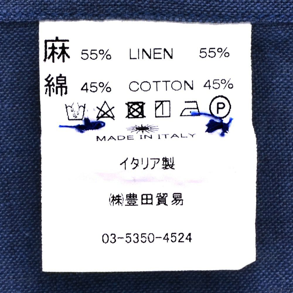 ジャンネットGIANNETTO長袖カジュアルシャツメンズリネンコットン生地ヴィンチフィットVINCIFITダークブルーホリゾンタル襟イタリア製国内正規品でらでら公式ブランド