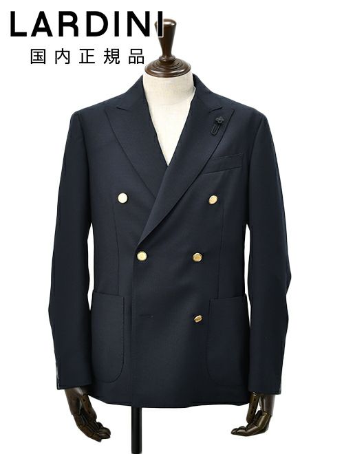 【preSALE!20%off】ラルディーニLARDINIカジュアルジャケットメンズ6つ釦ダブルブレストA6203HQウールポリネイビー紺ブート二エール付アンフィニッシュ袖ボタン付け代金込み国内正規品でらでら公式ブランド