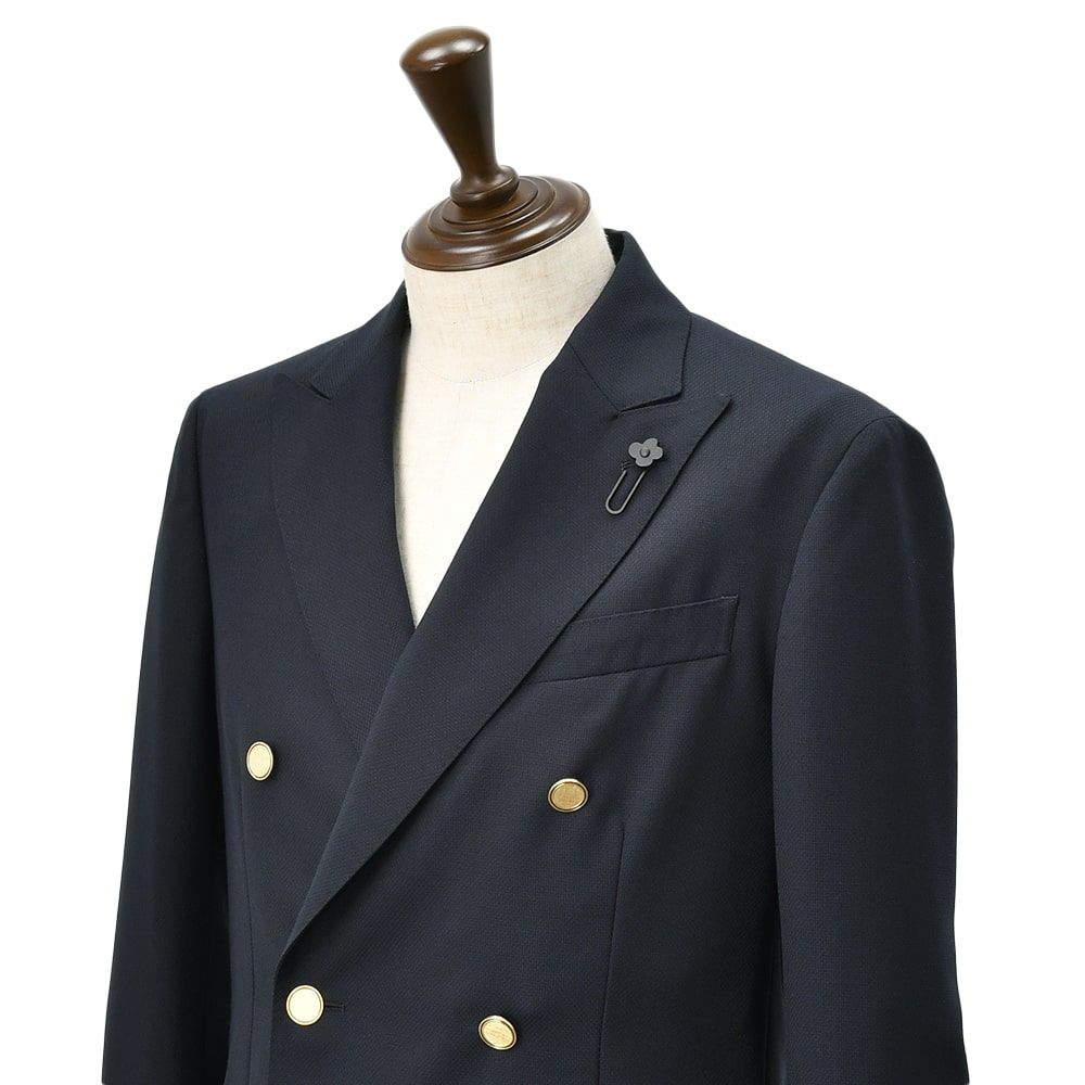 【preSALE!20%off】ラルディーニLARDINIカジュアルジャケットメンズ6つ釦ダブルブレストA6203HQウールポリネイビー紺ブート二エール付アンフィニッシュ袖ボタン付け代金込み国内正規品でらでら公式ブランド