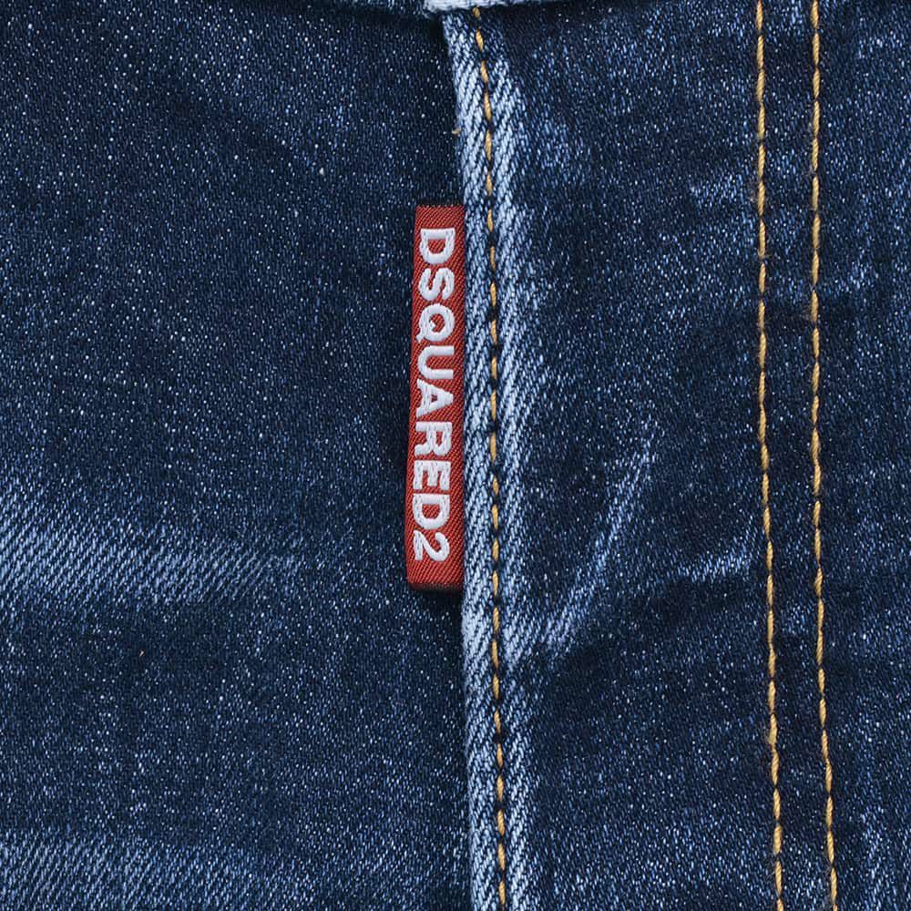 【preSALE!20%off】ディースクエアードDSQUARED2スリムテーパードデニムメンズSKATERJEANスケータージーンインディゴブルー微ダメージペイント加工レザーバックパッチ国内正規品でらでら公式ブランド