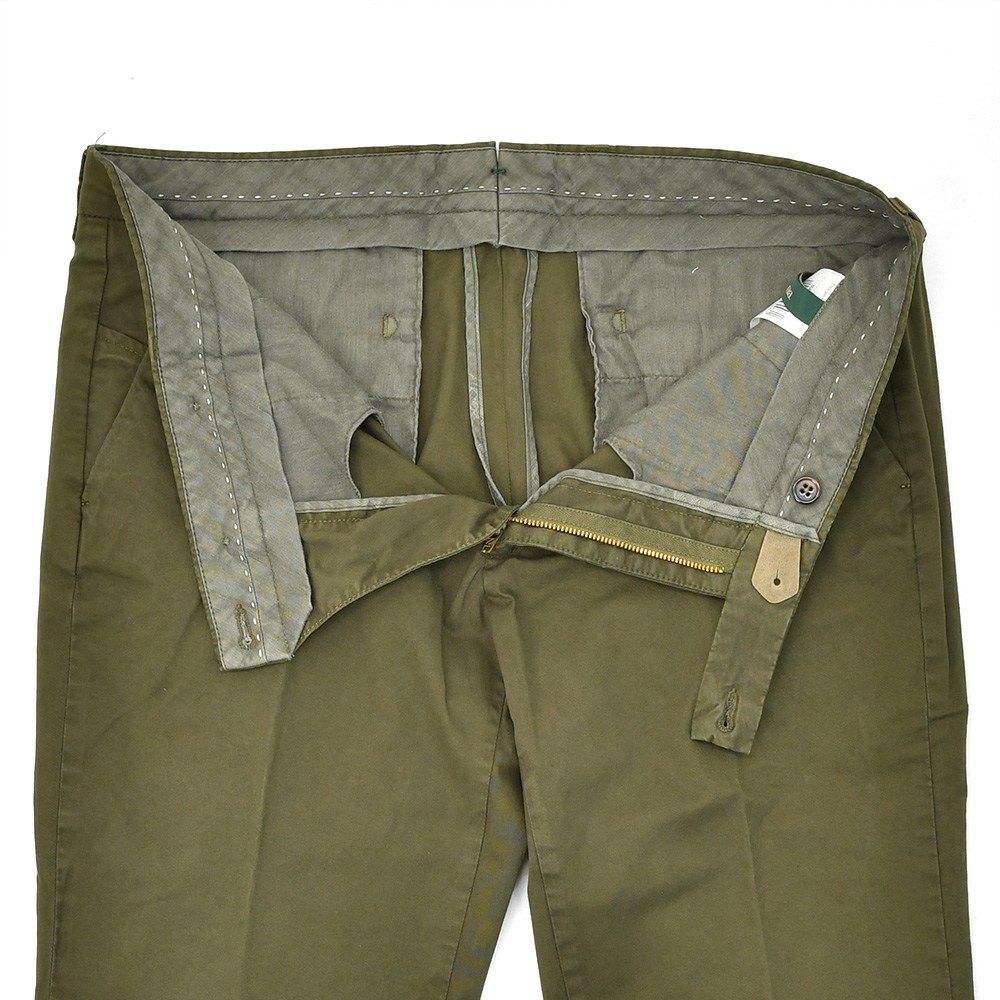 ベルウィッチBERWICHコットンパンツメンズモレッロJMORELLOチノスラックスツイル生地オリーブグリーンノープリーツ3点留めフロントガーメントダイブランドロゴ刺繍国内正規品でらでら公式ブランド