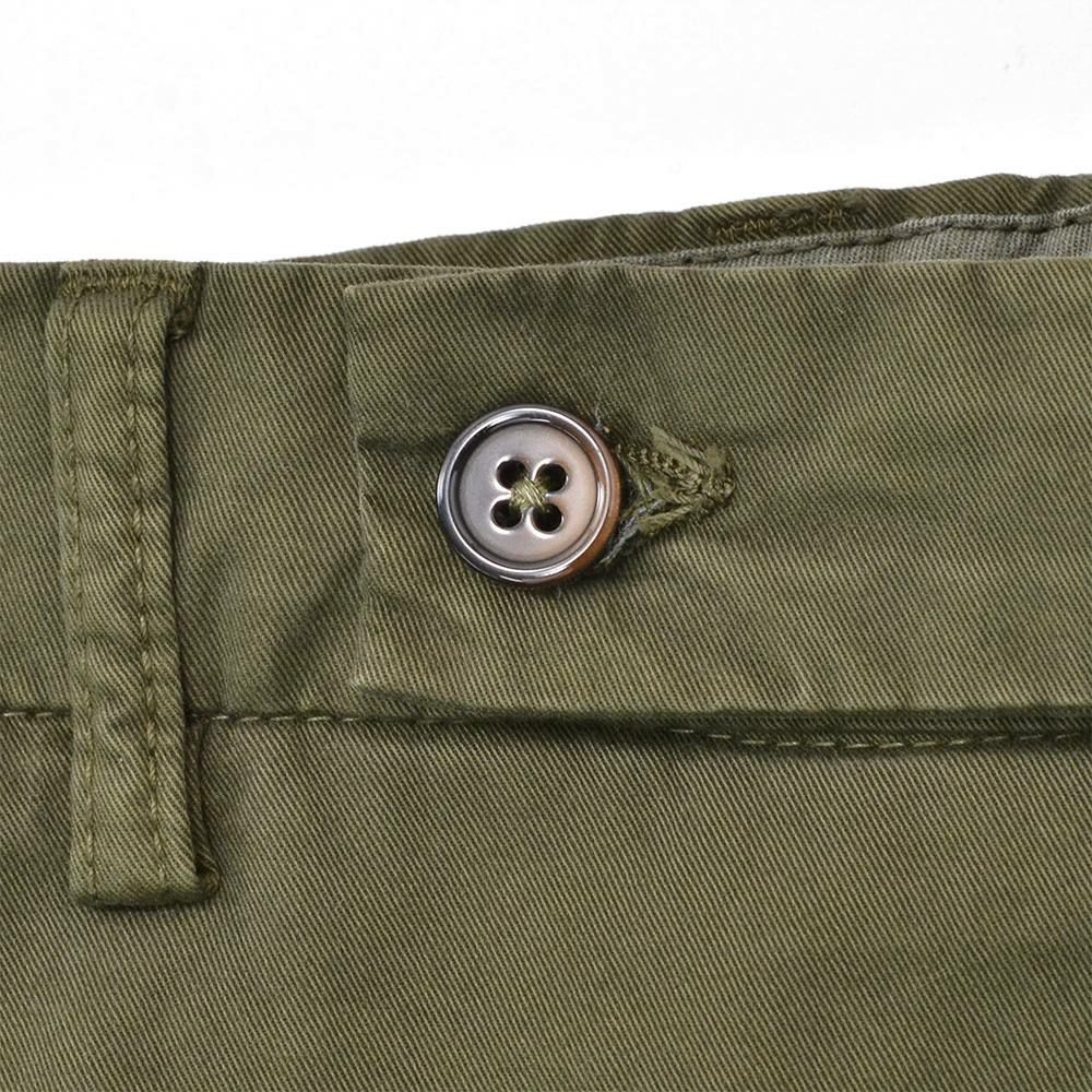 ベルウィッチBERWICHコットンパンツメンズモレッロJMORELLOチノスラックスツイル生地オリーブグリーンノープリーツ3点留めフロントガーメントダイブランドロゴ刺繍国内正規品でらでら公式ブランド