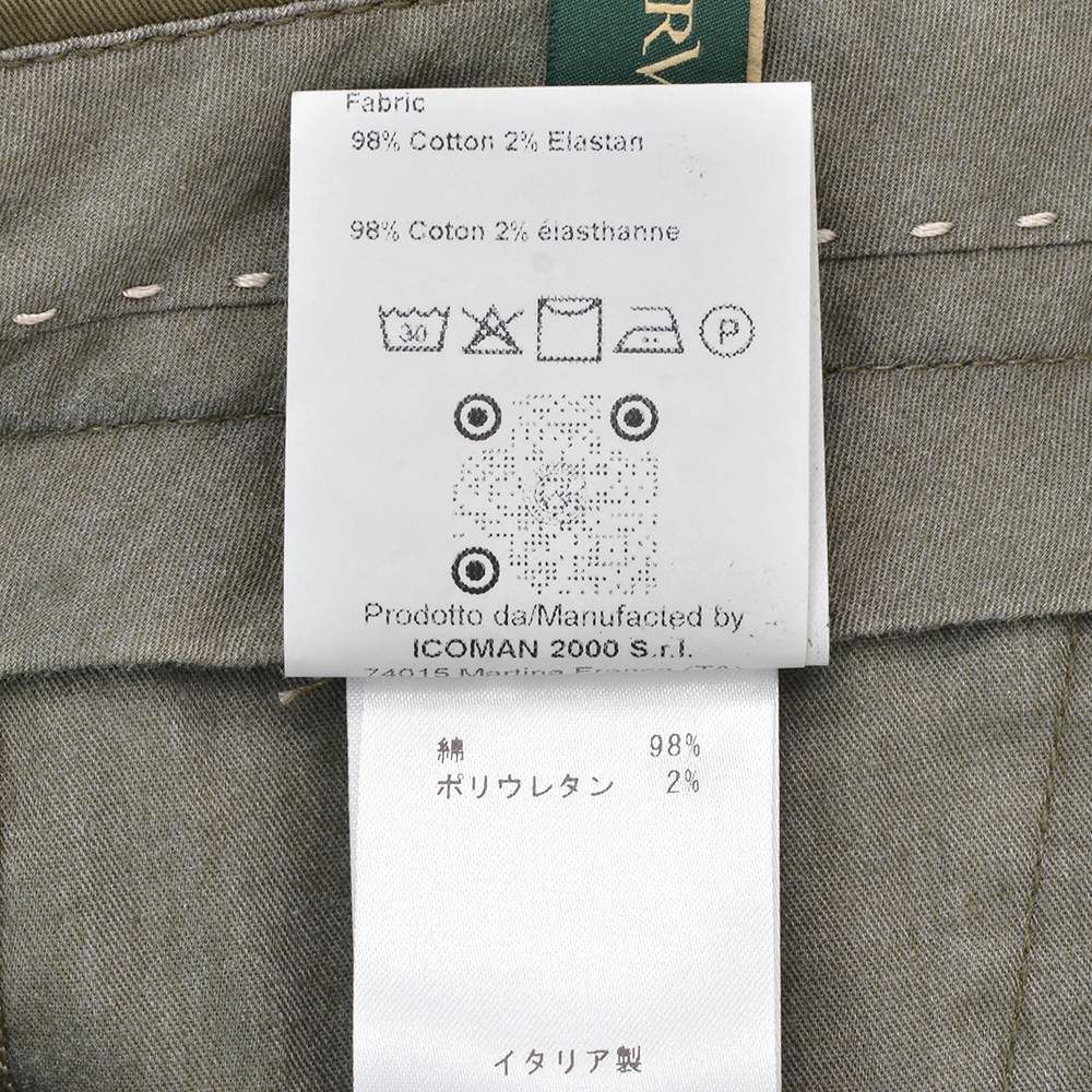 ベルウィッチBERWICHコットンパンツメンズモレッロJMORELLOチノスラックスツイル生地オリーブグリーンノープリーツ3点留めフロントガーメントダイブランドロゴ刺繍国内正規品でらでら公式ブランド