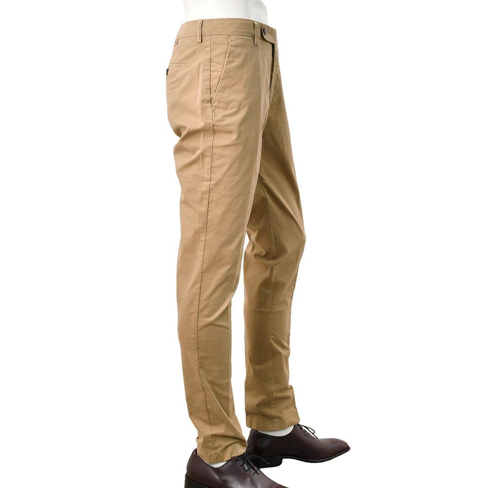 ベルウィッチBERWICHコットンパンツメンズモレッロJMORELLOチノスラックスツイル生地ライトブラウンノープリーツ3点留めフロントガーメントダイブランドロゴ刺繍国内正規品でらでら公式ブランド